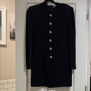 Sonia Rykiel Paris Elegant Black Coat with Gold Buttons
